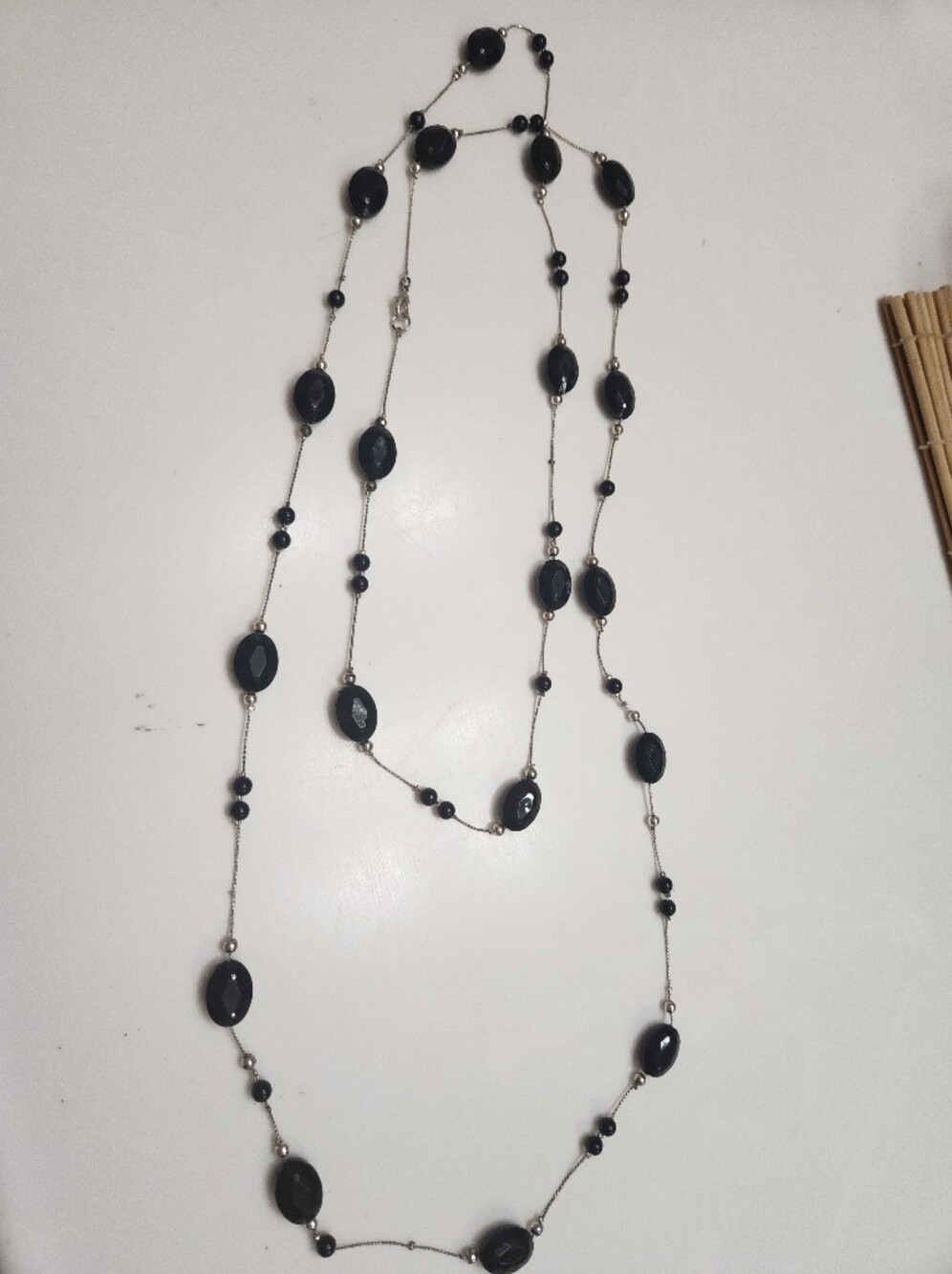 Macy's Long Black Station Beaded Necklace - 60” Flapper Wrap Strand
